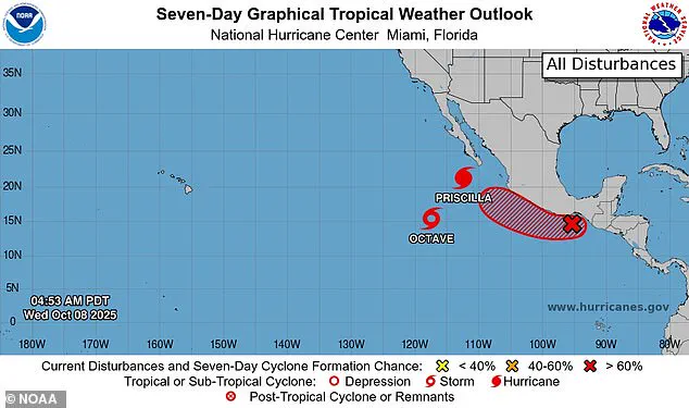 Hurricane Priscilla's Unexpected Course Change Brings Flash Flooding Threat to Southwestern U.S. Communities