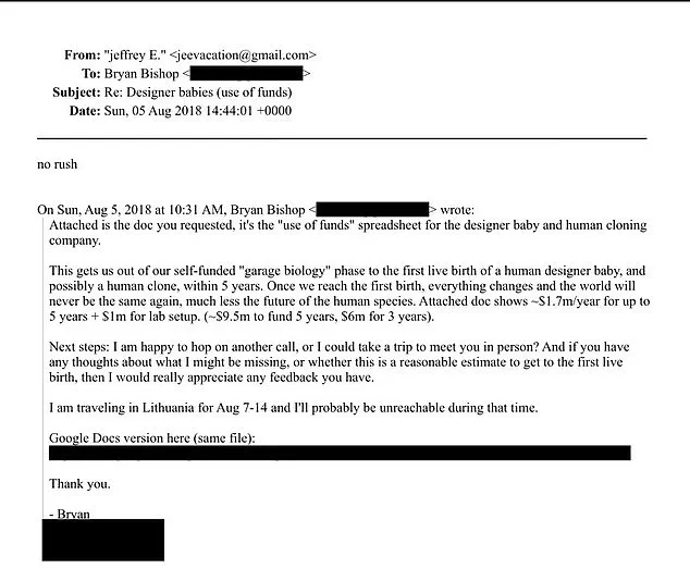 Jeffrey Epstein and Bryan Bishop's Secret Collaboration on Human Clone and Designer Baby Revealed in New DOJ Documents