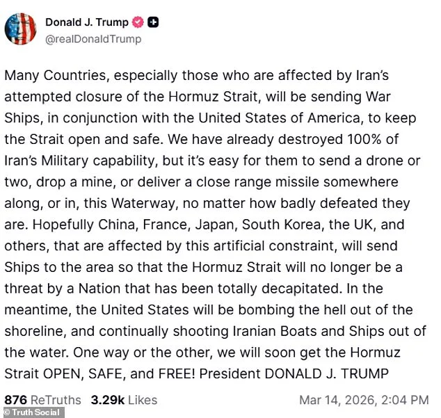 Trump Warns NATO of 'Bad Future' Over Hormuz Patrols as Iran Blocks Oil Strait