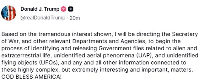 White House Registers 'Aliens.gov' Domain Amid Speculation Over Trump's UFO Disclosure Plans