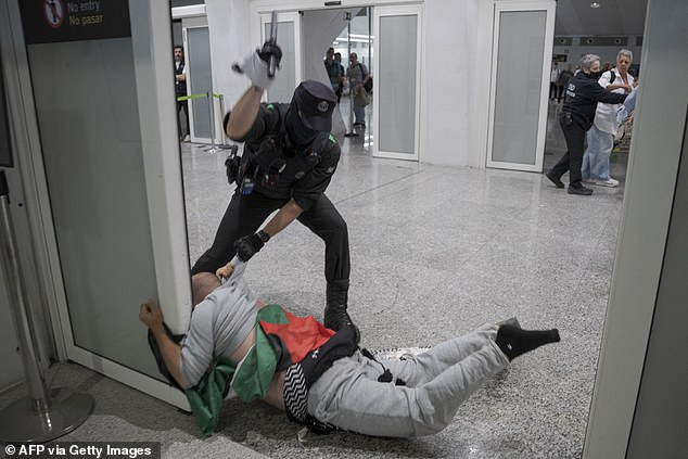 Basque police clash with Gaza activists at Bilbao Airport